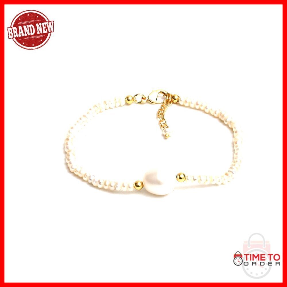 Handmade Freshwater Pearl Bracelet 7.5 Inch Gold Plated Stackable